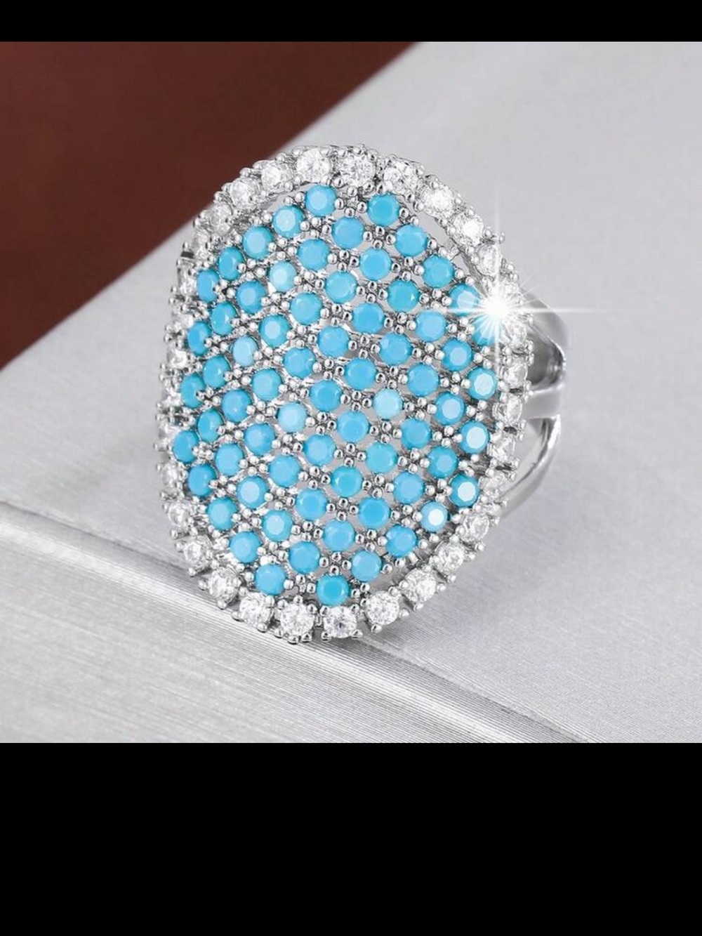 Elegant Silver Ring with Turquoise Blue Stones